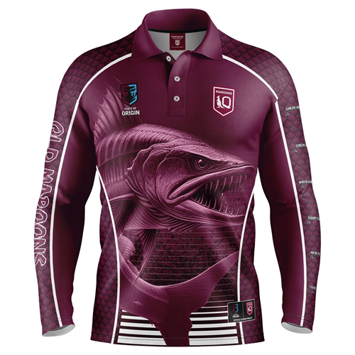 QLD Maroons Mens Fishing Shirt - Barracuda