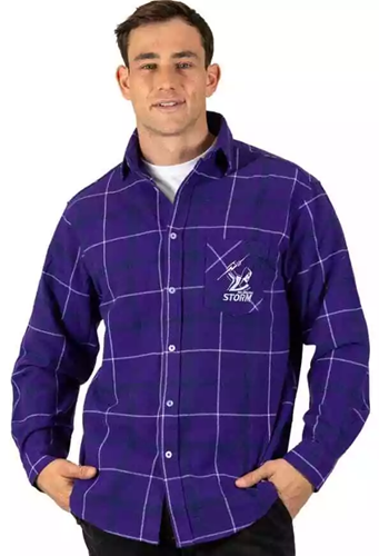 Melbourne Storm Mens Flannel Shirt - Mustang