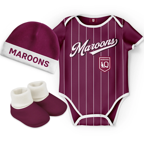 QLD Maroons 3PC Bodysuit Gift Pack - Lullaby