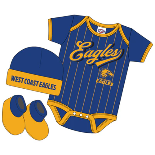 West Coast Eagles 3PC Bodysuit Gift Pack - Lullaby