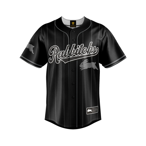 South Sydney Rabbitohs Mens Baseball Shirt - Blackout