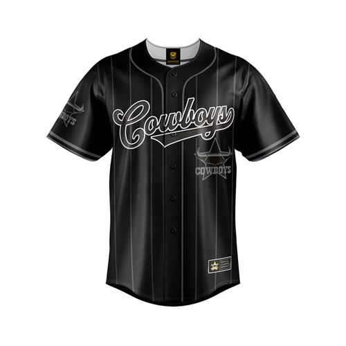 North Queensland Cowboys Mens Baseball Shirt - Blackout