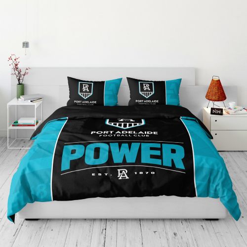 Port Adelaide Power Quilt Cover Set - Queen
