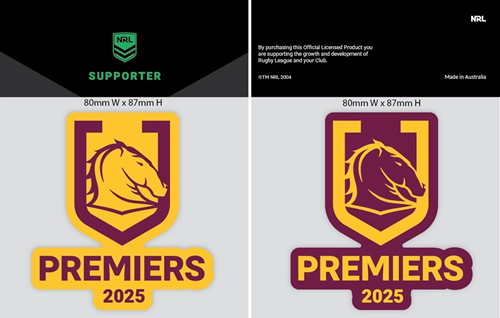 Brisbane Broncos Mini Decals (Set of 2) - 2025 Premiers