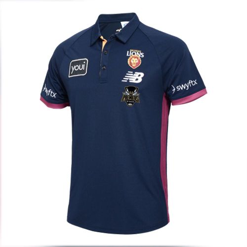 Brisbane Lions 2025 Mens Premiers Media Polo