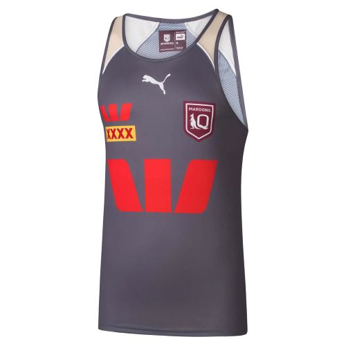 QLD Maroons 2026 Mens Training Singlet - Grey