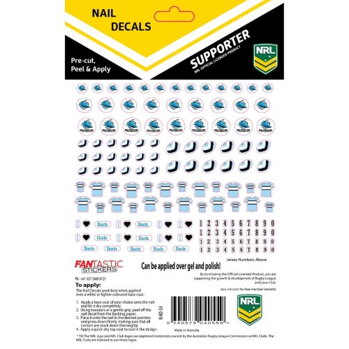 Cronulla Sharks Nail Decals