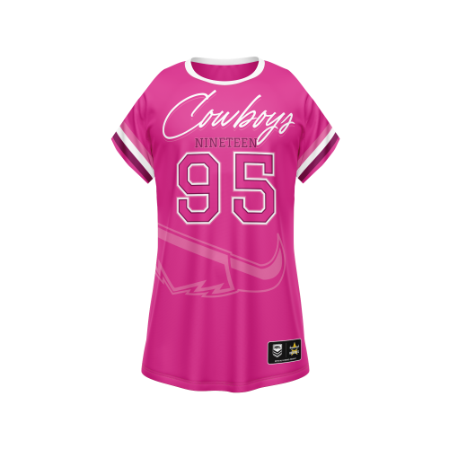 North Queensland Cowboys Girls T-Shirt Dress - Fuchsia Force