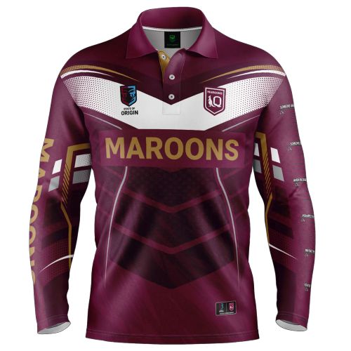 QLD Maroons Mens Fishing Shirt - Cyber
