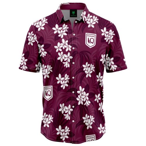 QLD Maroons Mens Hawaiian Shirt - Reef