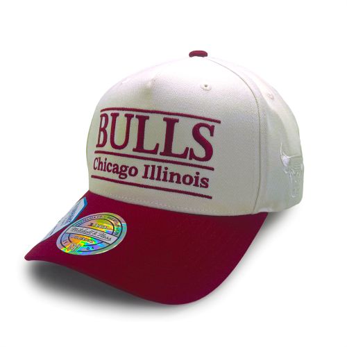 Chicago Bulls Flexfit 110 Stacked White Cream/Burgundy Cap