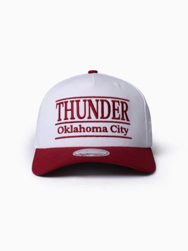Oklahoma City Thunder Flexfit 110 Stacked White Cream/Burgundy Cap
