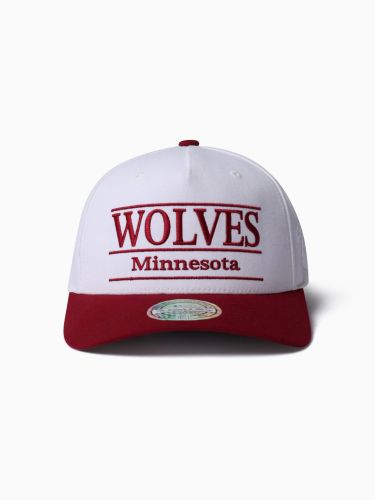 Minnesota Timberwolves Flexfit 110 Stacked White Cream/Burgundy Cap