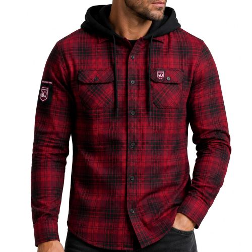 QLD Maroons Mens Hooded Flannel Shirt - Highland