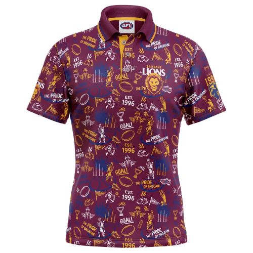 Brisbane Lions Mens Golf Polo - Scrambler